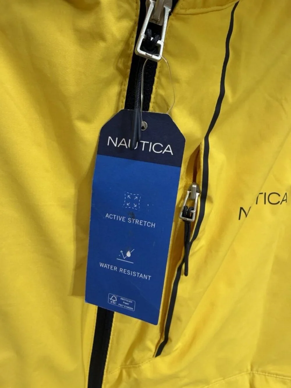 NEW NAUTICA MEN'S WATER RESISTANT YELLOW RAIN JACKET SIZE Large